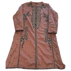 Sapphire Womens Dress Pink Size Medium‎ Brocade Embroidered Midi Karandi Kurta